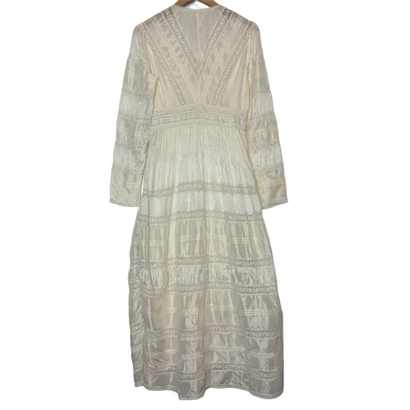 LoveShackFancy Ellitia Maxi Dress Victorian Lace Button Front Ivory NWT Size 4 - Picture 6 of 15